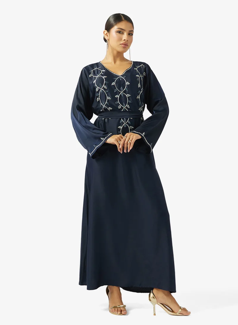 Embellished Belted Jalabiya